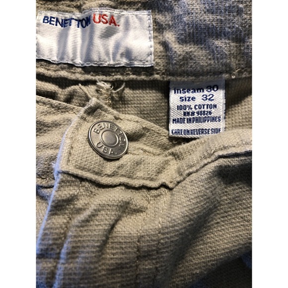 Vintage Benneton Pants Mens Tan 30x32 Relaxed Fit Carpenter Loose Baggy Classic - Picture 5 of 7